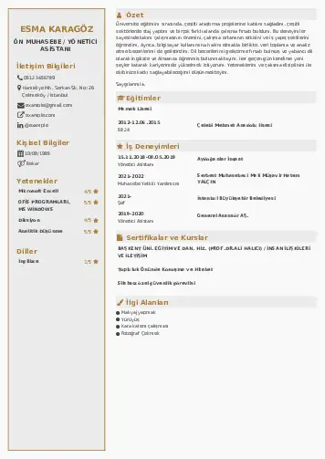 Yönetici Asistanı Cv Örnekleri cv indir